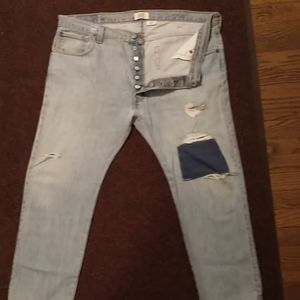 Vintage LEVI STRAUSS XX 501 100% Cotton Jeans Button Fly With Added Patchwork